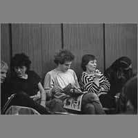 Philippe Durey, Michèle Grange, Tanguy Lambert, Christine Portet, 21 février 1981, arrêt du journal ( © Photo Christian Poulin - 0384)
